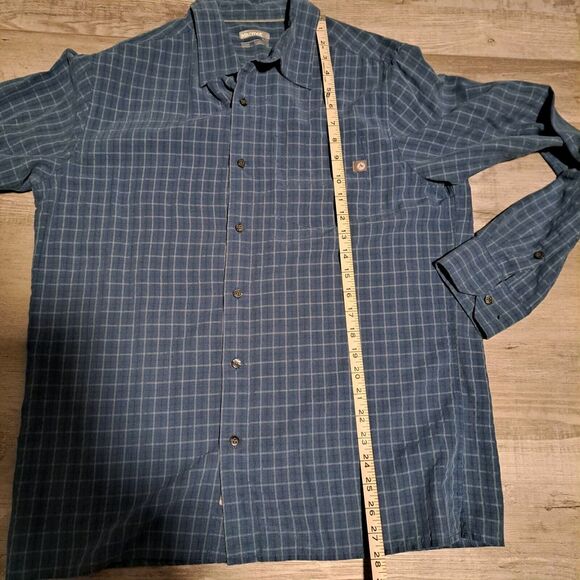 Marmot Shirt Mens Medium Blue Plaid Long Sleeve Button Up Outdoor Hiking Casual - Picture 9 of 12